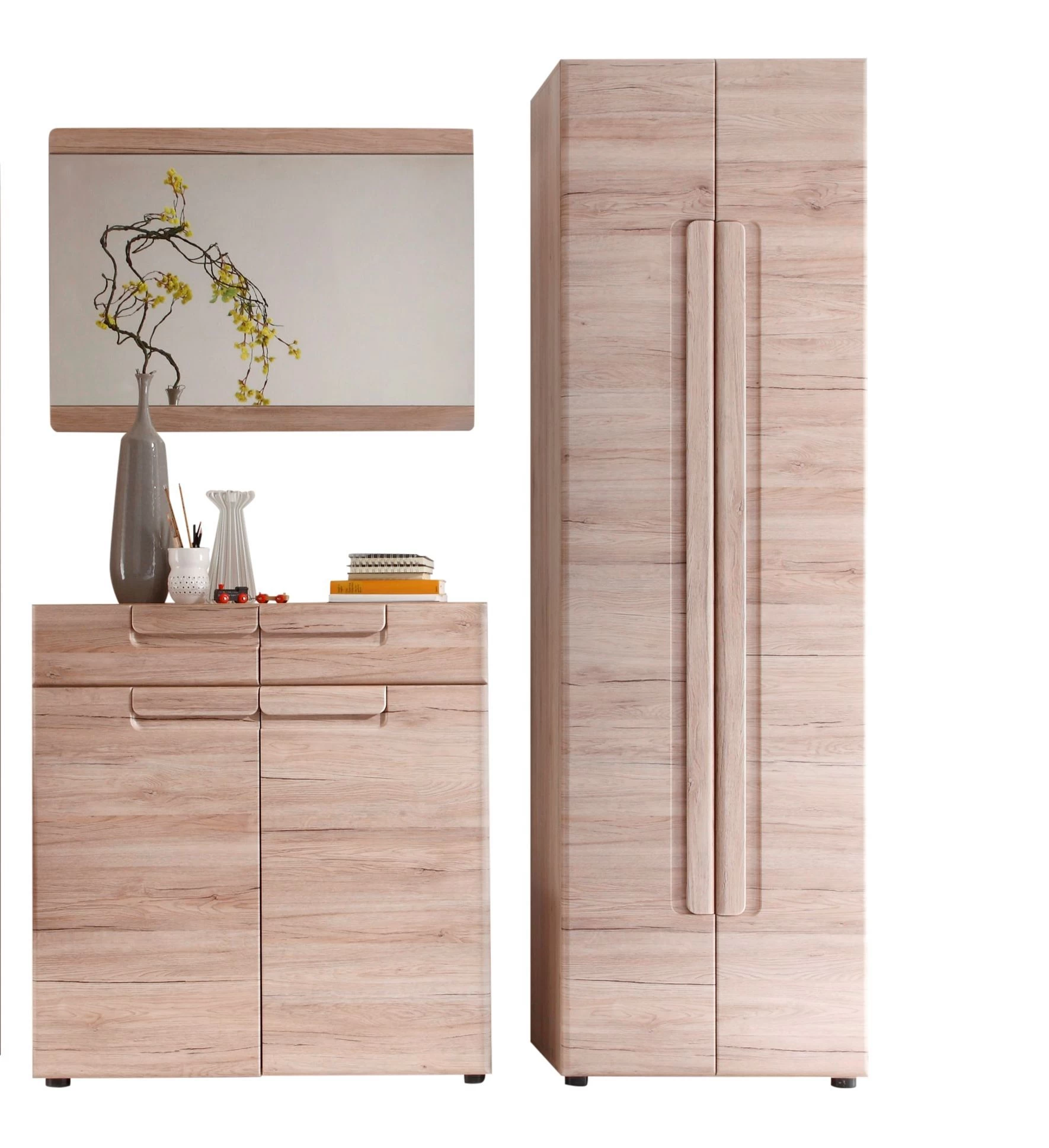 Garderobecombinatie Malea | Spiegel, Garderobe- En Opbergkast | Licht-eiken Decor 4 Garderobecombinatie Malea | Spiegel, Garderobe- En Opbergkast | Licht-eiken Decor - Afbeelding 2