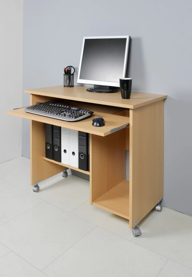 Bureau Norbert 90cm Met Wieltjes - Beuk 5 Bureau Norbert 90cm Met Wieltjes - Beuk - Afbeelding 3