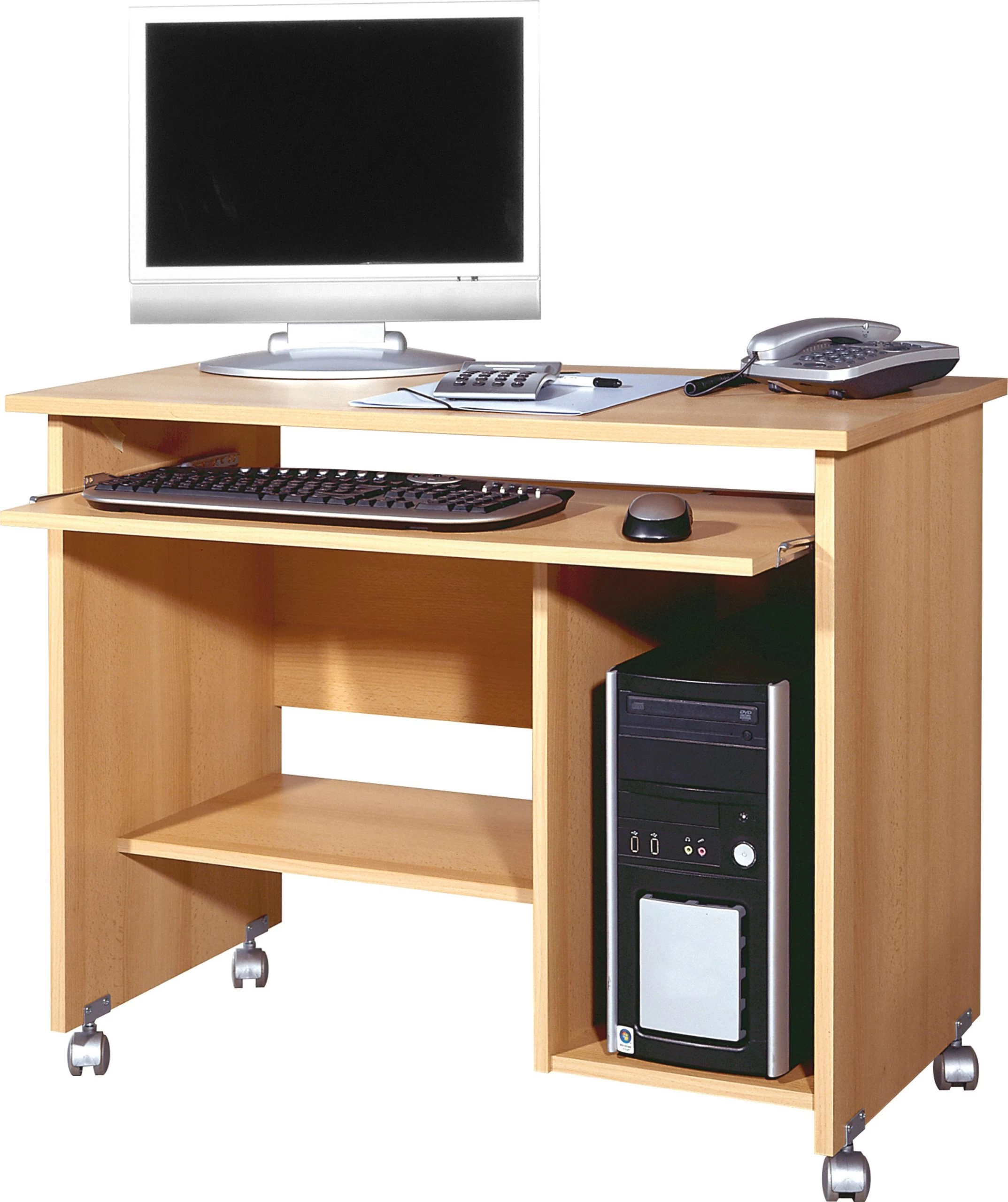 Bureau Norbert 90cm Met Wieltjes - Beuk 9 Bureau Norbert 90cm Met Wieltjes - Beuk - Afbeelding 7