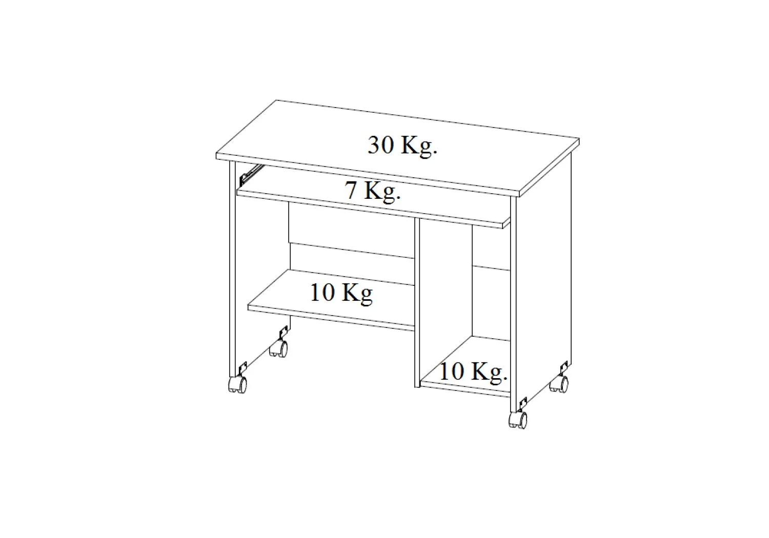 Bureau Norbert 90cm Met Wieltjes - Beuk 7 Bureau Norbert 90cm Met Wieltjes - Beuk - Afbeelding 5
