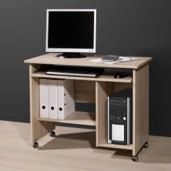 Bureau Benji Met Wieltjes 90cm - Eik