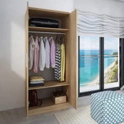 Kledingkast Ramos 80cm Met 2 Deuren - Eik -Collectie Slaapkamermeubels 1016ROBLE 000a b780