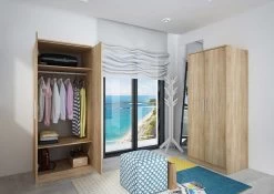 Kledingkast Ramos 80cm Met 2 Deuren - Eik -Collectie Slaapkamermeubels 1016ROBLE 000ab 76fa