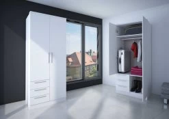 Kledingkast Ramos 80cm Met 2 Deuren & 3 Laden - Wit -Collectie Slaapkamermeubels 1017BLANCO 000 B2 9e26