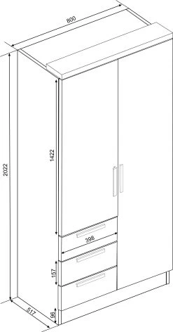 Kledingkast Ramos 80cm Met 2 Deuren & 3 Laden - Wit -Collectie Slaapkamermeubels 1017BLANCO 1017CEREZO 1017MOLINA 1017ROBLE 1017WENGUE 300 4d39