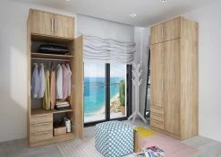 Kledingkast Ramos 80cm Met 2 Deuren & 3 Laden - Eik -Collectie Slaapkamermeubels 1017ROBLE 1007ROBLE 002 6926