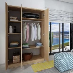 Kledingkast Ramos 120cm Met 3 Deuren - Eik -Collectie Slaapkamermeubels 1018ROBLE 001 0977