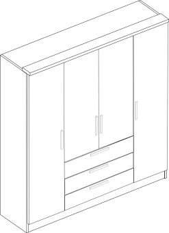 Kledingkast Ramos 160cm Met 4 Deuren & 3 Laden - Eik 11 Kledingkast Ramos 160cm Met 4 Deuren & 3 Laden - Eik -Collectie Slaapkamermeubels 1021BLANCO 1021CEREZO 1021MOLINA 1021ROBLE 1021WENGUE 250 f3b6