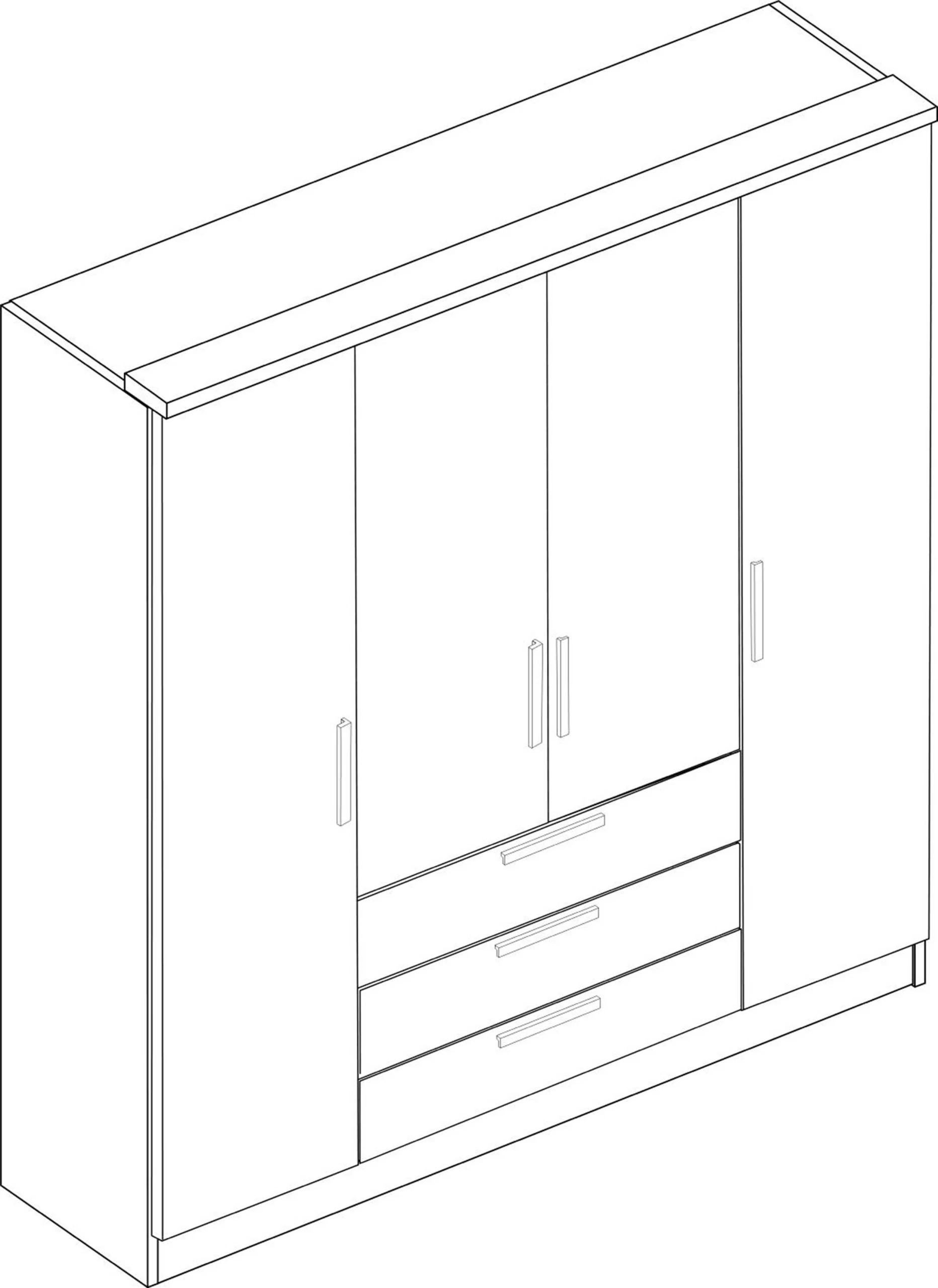 Kledingkast Ramos 160cm Met 4 Deuren & 3 Laden - Eik 5 Kledingkast Ramos 160cm Met 4 Deuren & 3 Laden - Eik - Afbeelding 3