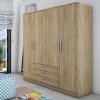 Kledingkast Ramos 160cm Met 4 Deuren & 3 Laden - Eik 1 Kledingkast Ramos 160cm Met 4 Deuren & 3 Laden - Eik -Collectie Slaapkamermeubels 1021ROBLE 000 9602