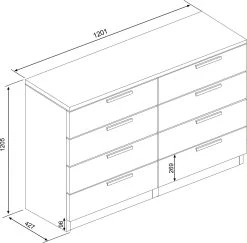Commode Ramos 8 Laden - Wit -Collectie Slaapkamermeubels 1032BLANCO 1032CEREZO 1032MOLINA 1032ROBLE 1032WENGUE 300 5ad4