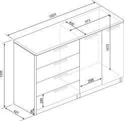 Commode Ramos 4 Laden & 2 Deuren - Eik -Collectie Slaapkamermeubels 1033BLANCO 1033CEREZO 1033ROBLE 1033MOLINA 1033WENGUE 300 d988
