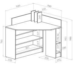 Hoekbureau Wall - Eik/wit 15 Hoekbureau Wall - Eik/wit -Collectie Slaapkamermeubels 1213A3421X00 wall natural oak and white 10 fe38