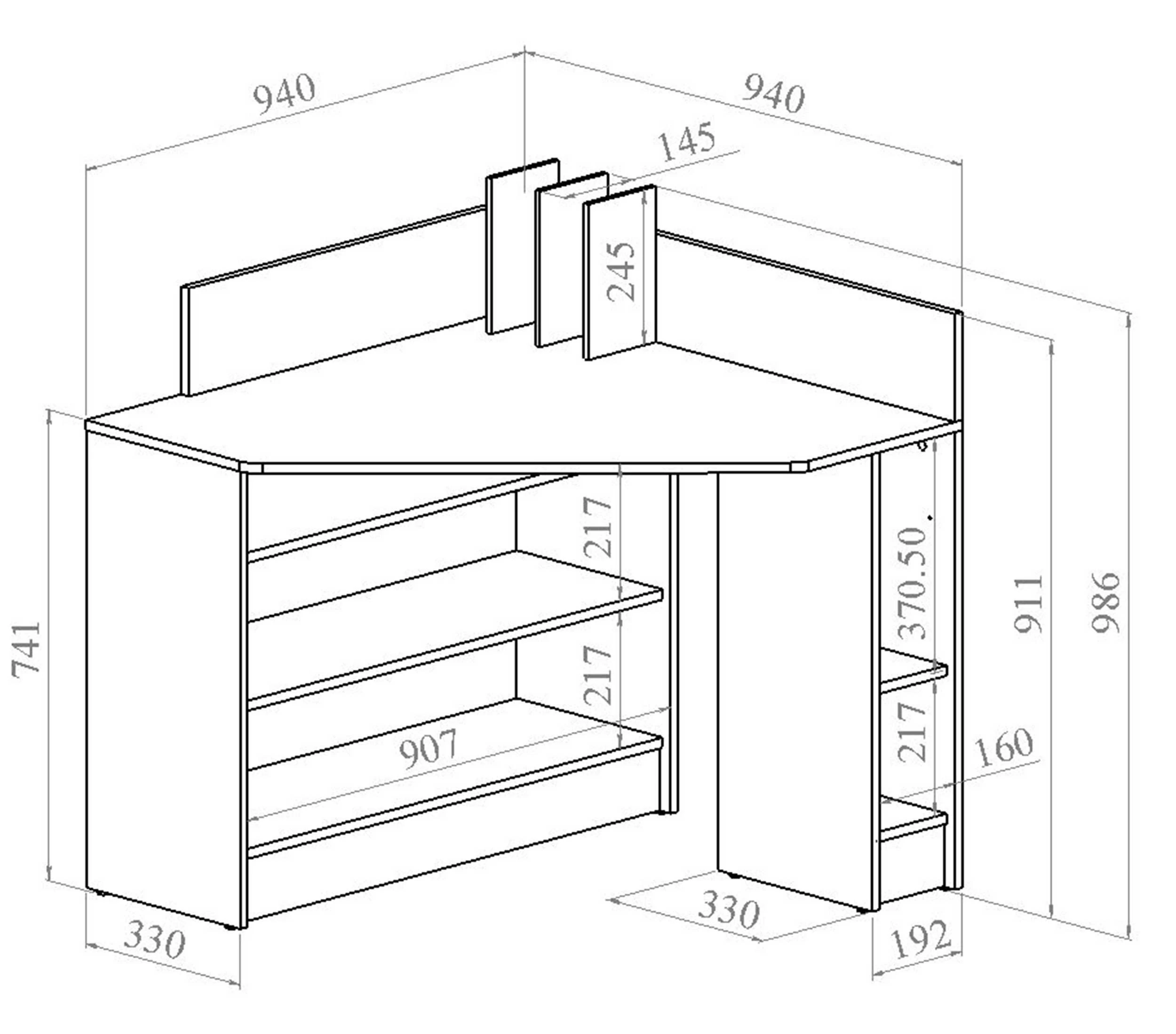 Hoekbureau Wall - Eik/wit 5 Hoekbureau Wall - Eik/wit - Afbeelding 3