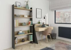 Boekenkast Quinty 95cm 5 Legplanken - Grijs/ Eik Decor 15 Boekenkast Quinty 95cm 5 Legplanken - Grijs/ Eik Decor -Collectie Slaapkamermeubels 1421 1422 000 a194