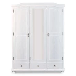 Kledingkast Karel 150cm Met 3 Deuren & Spiegel - Wit -Collectie Slaapkamermeubels 20900126 01 96d8