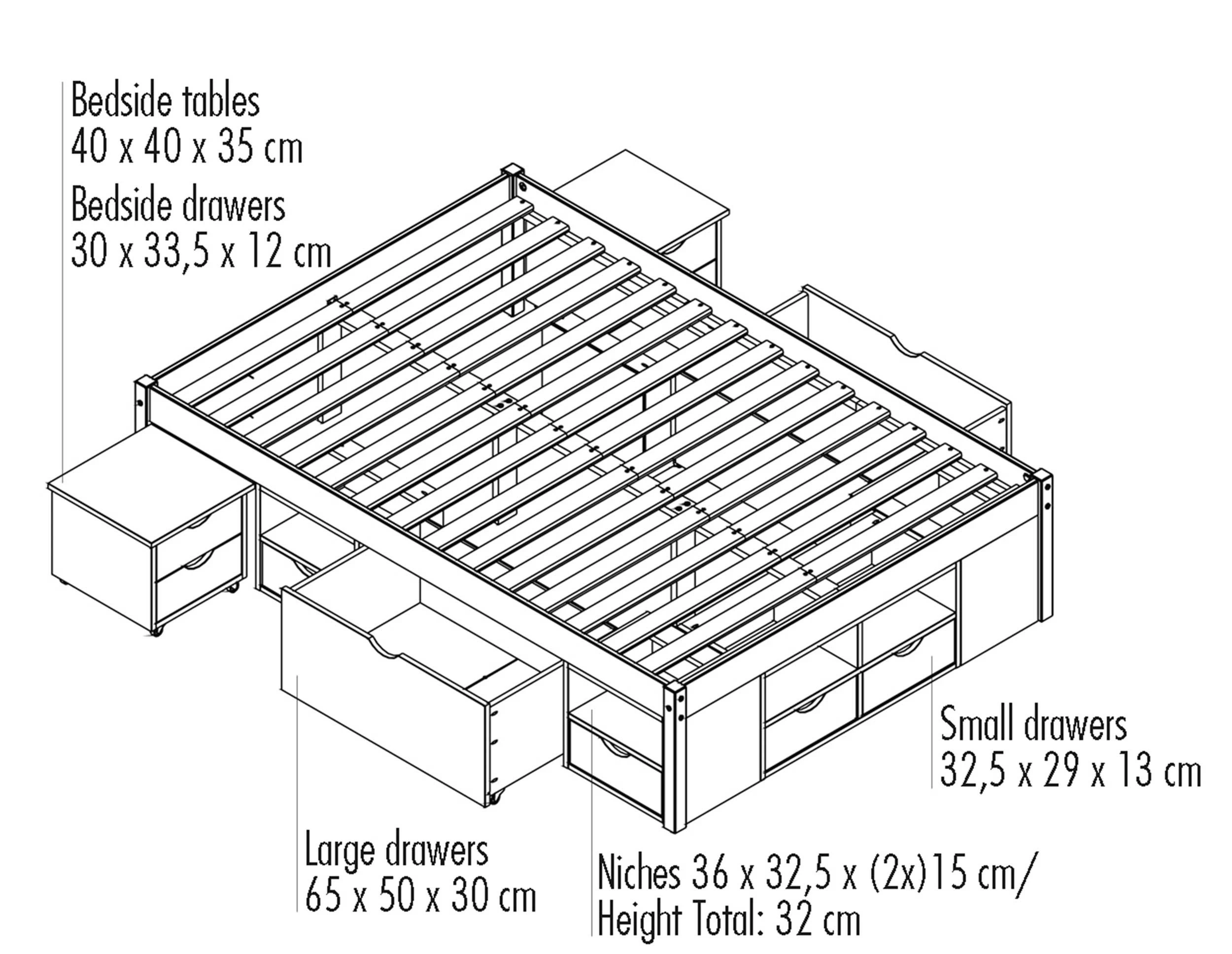 Bed Xavier 140x200cm Met Opbergruimte - White Wash 4 Bed Xavier 140x200cm Met Opbergruimte - White Wash - Afbeelding 2