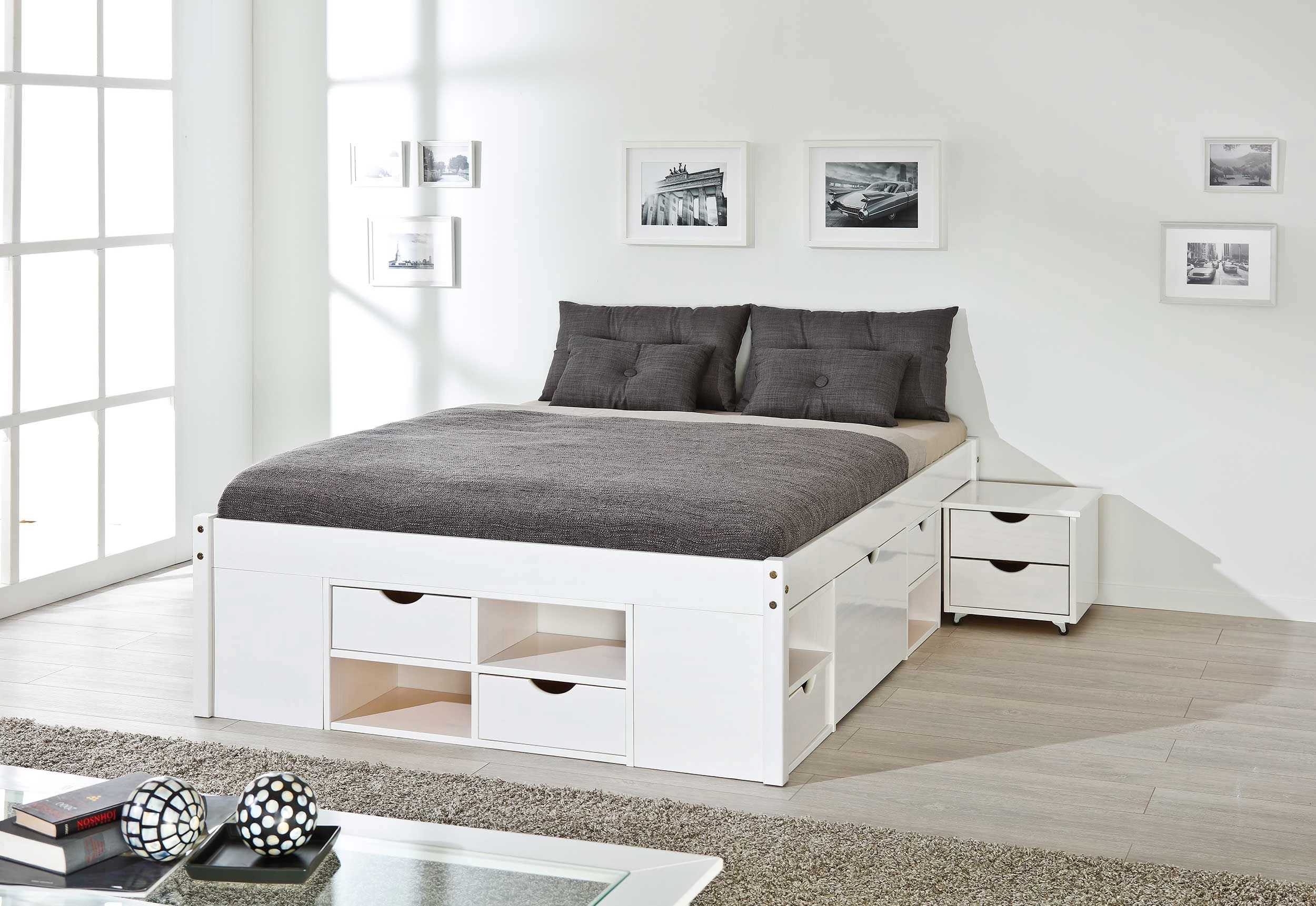 Bed Xavier 140x200cm Met Opbergruimte - White Wash 5 Bed Xavier 140x200cm Met Opbergruimte - White Wash - Afbeelding 3