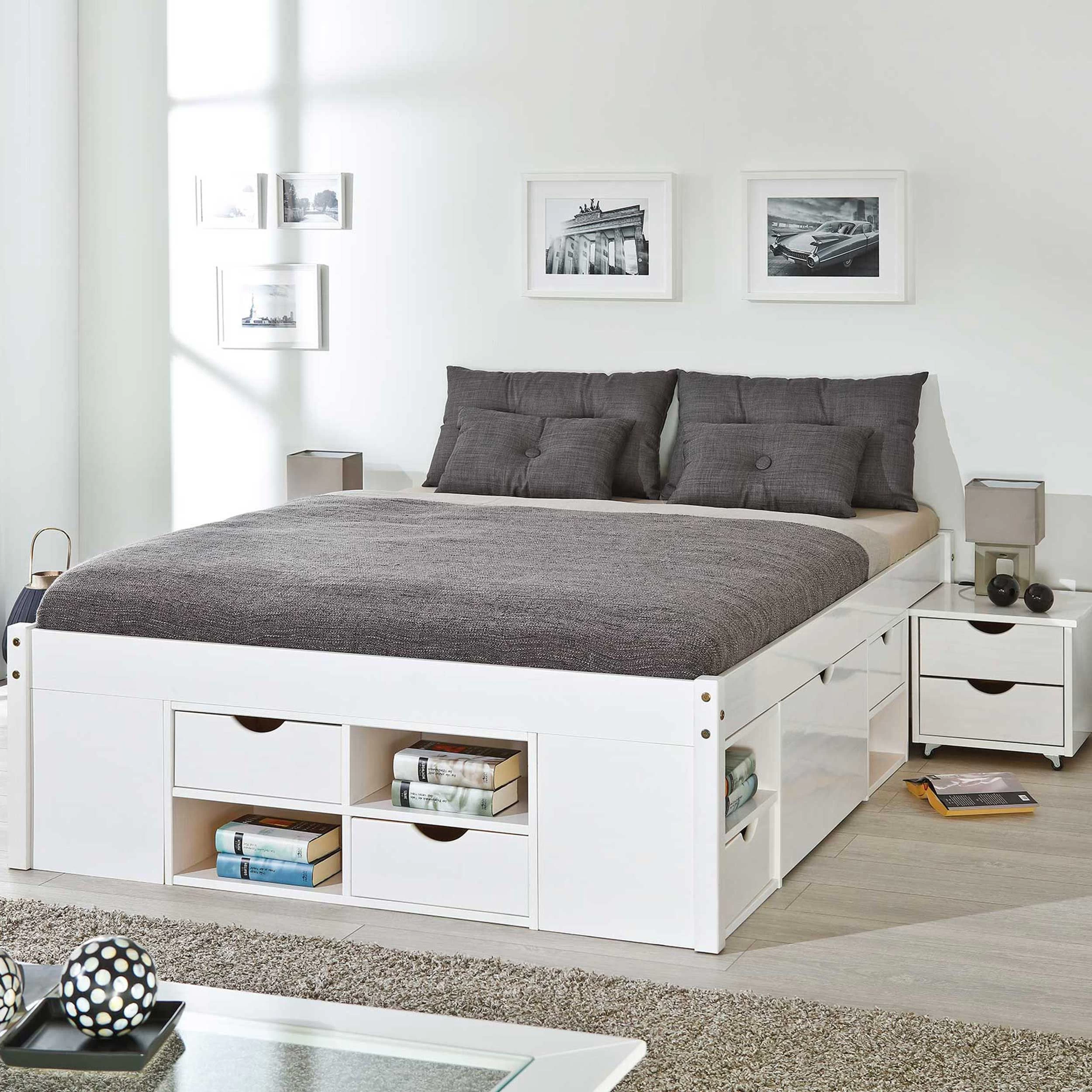 Bed Xavier 140x200cm Met Opbergruimte - White Wash 3 Bed Xavier 140x200cm Met Opbergruimte - White Wash