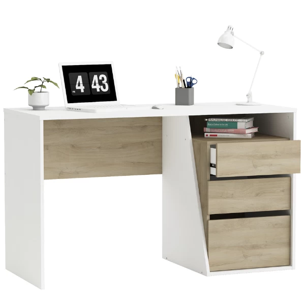 Bureau Jeffry-Kronberg Eik/mat Wit 6 Bureau Jeffry-Kronberg Eik/mat Wit - Afbeelding 4