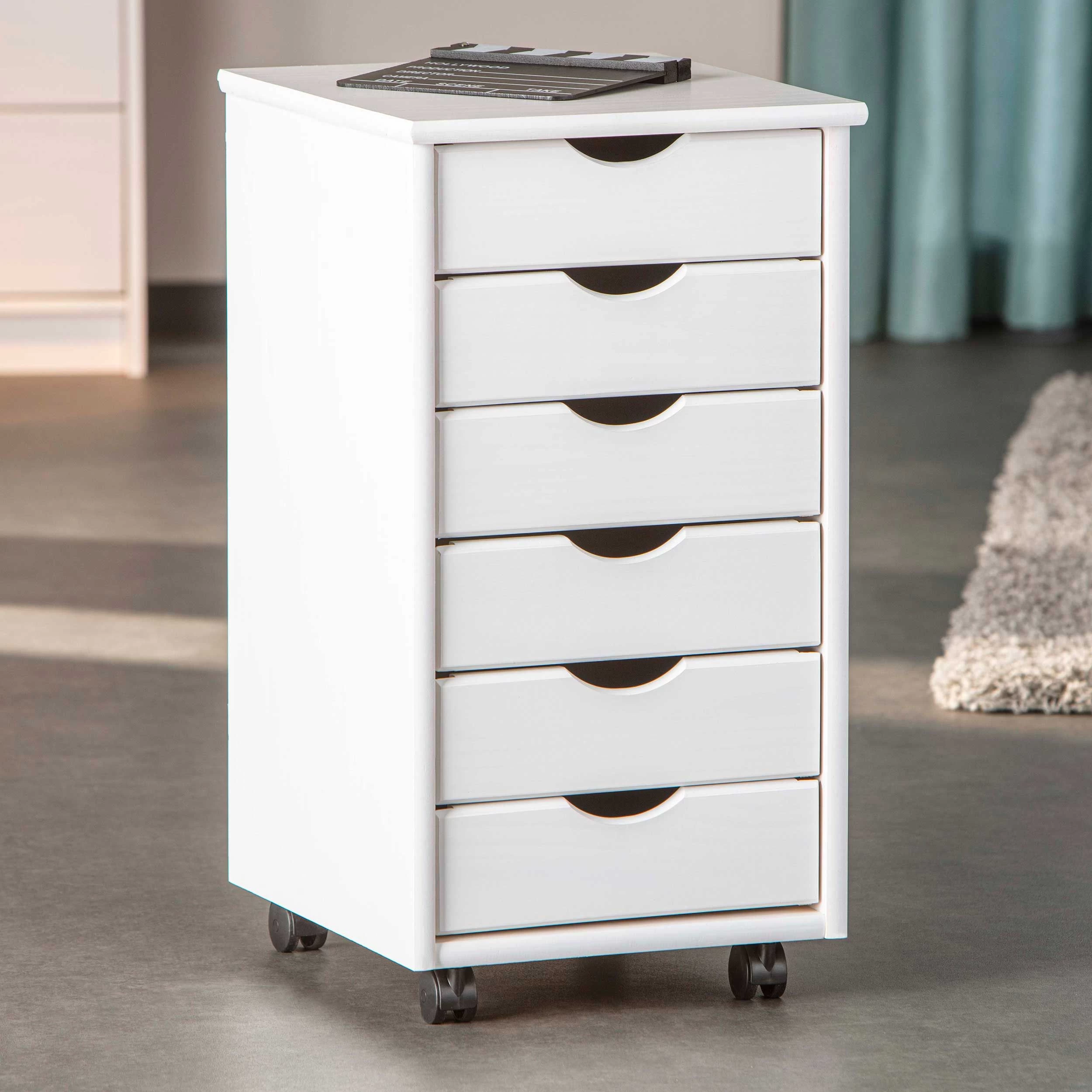 Ladeblok Lena Met Wieltjes - Wit 3 Ladeblok Lena Met Wieltjes - Wit