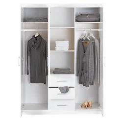 Kledingkast Geraldo 140cm Met 3 Deuren & Spiegel - Wit -Collectie Slaapkamermeubels 20900930 02 1b1f