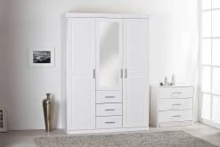 Kledingkast Geraldo 140cm Met 3 Deuren & Spiegel - Wit -Collectie Slaapkamermeubels 20900930 11a 1eaf