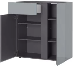 Commode Mussa 2 Deuren & 1 Lade 94 Cm - Grafiet/zilvergrijs -Collectie Slaapkamermeubels 2527 587 pe open a cut 7588