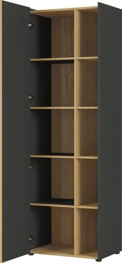 Dossierkast Ings 62 X 188cm - Grafiet/eik -Collectie Slaapkamermeubels 2977 549 pe open a cut e225