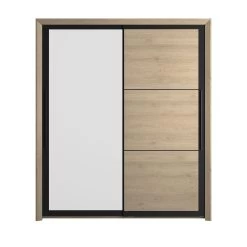 Kledingkast East Met 2 Schuifdeuren En Spiegel - Kastanje -Collectie Slaapkamermeubels 2 BRUGGE CH3H MH3H 05 1H3H219 01 226c