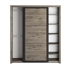 Kledingkast East Met 2 Schuifdeuren En Spiegel - Donkere Eik -Collectie Slaapkamermeubels 2 BRUGGE CH3H MH3J 05 1H3J219 03 f03b