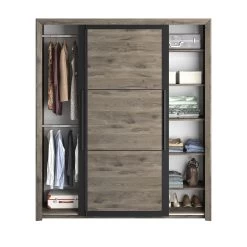 Kledingkast East Met 2 Schuifdeuren En Spiegel - Donkere Eik -Collectie Slaapkamermeubels 2 BRUGGE CH3H MH3J 05 1H3J219 04 d254