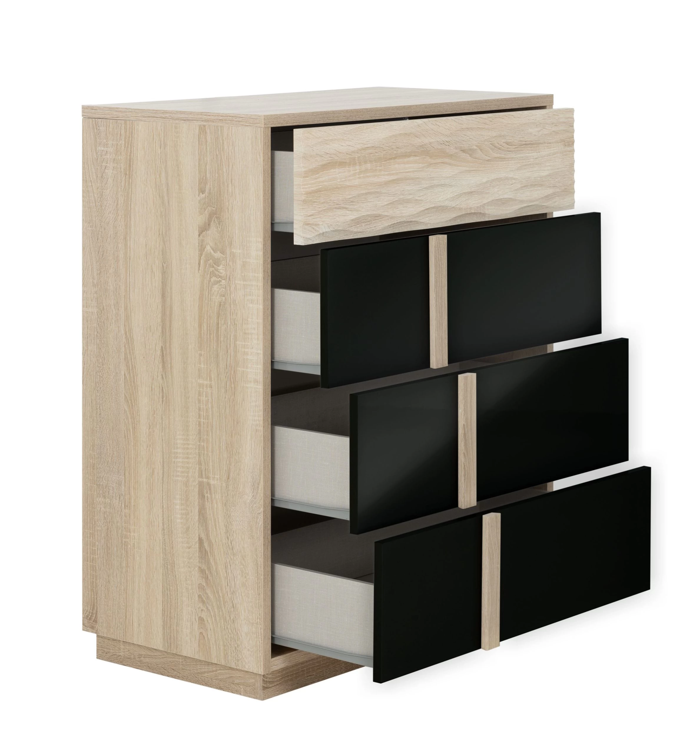 Commode Alto 89cm, 4 Lades - Sonoma Eik/zwart 5 Commode Alto 89cm, 4 Lades - Sonoma Eik/zwart - Afbeelding 3