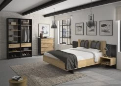 Bed Marzano 140x200cm Met Twee Nachttafeltjes - Helvezia Eik -Collectie Slaapkamermeubels 2 MIMIZAN CH3C MH3C 05 A 01 7e71