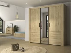 Kledingkast Soren Met Spiegel 3 Deuren - Eik -Collectie Slaapkamermeubels 2 SOFIA CH3D MH3D 05 A 03 b7f1