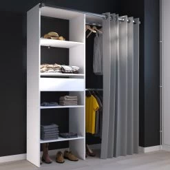 Kledingkast Barit 143cm - Wit/grijs