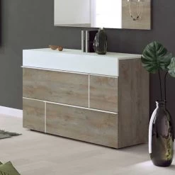 Commode Paxton 120cm 3 Lades - Grijze Eik