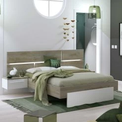 Tweepersoonsbed Paxton 160x190 - Grijze Eik