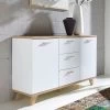 Dressoir Ousmane 144cm Met 2 Deuren & 3 Lades - Wit/eik -Collectie Slaapkamermeubels 3216 221 pe dek a 1bba