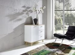 Commode Ousmane 96cm Met 1 Deur & 3 Lades - Wit/eik -Collectie Slaapkamermeubels 3218 221 pe dek a 1 3b89