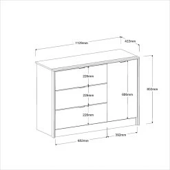 Commode Yuri 113cm, 1 Deur & 3 Lades - Antraciet/eik Decor 17 Commode Yuri 113cm, 1 Deur & 3 Lades - Antraciet/eik Decor -Collectie Slaapkamermeubels 3304copt picto mm 1 9bb8