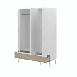 Kledingkast Hardy 135cm Met 3 Deuren - Wit/eik -Collectie Slaapkamermeubels 3500 AR3P OUV D a73c