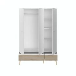 Kledingkast Hardy 135cm Met 3 Deuren - Wit/eik -Collectie Slaapkamermeubels 3500 AR3P OUV F c423