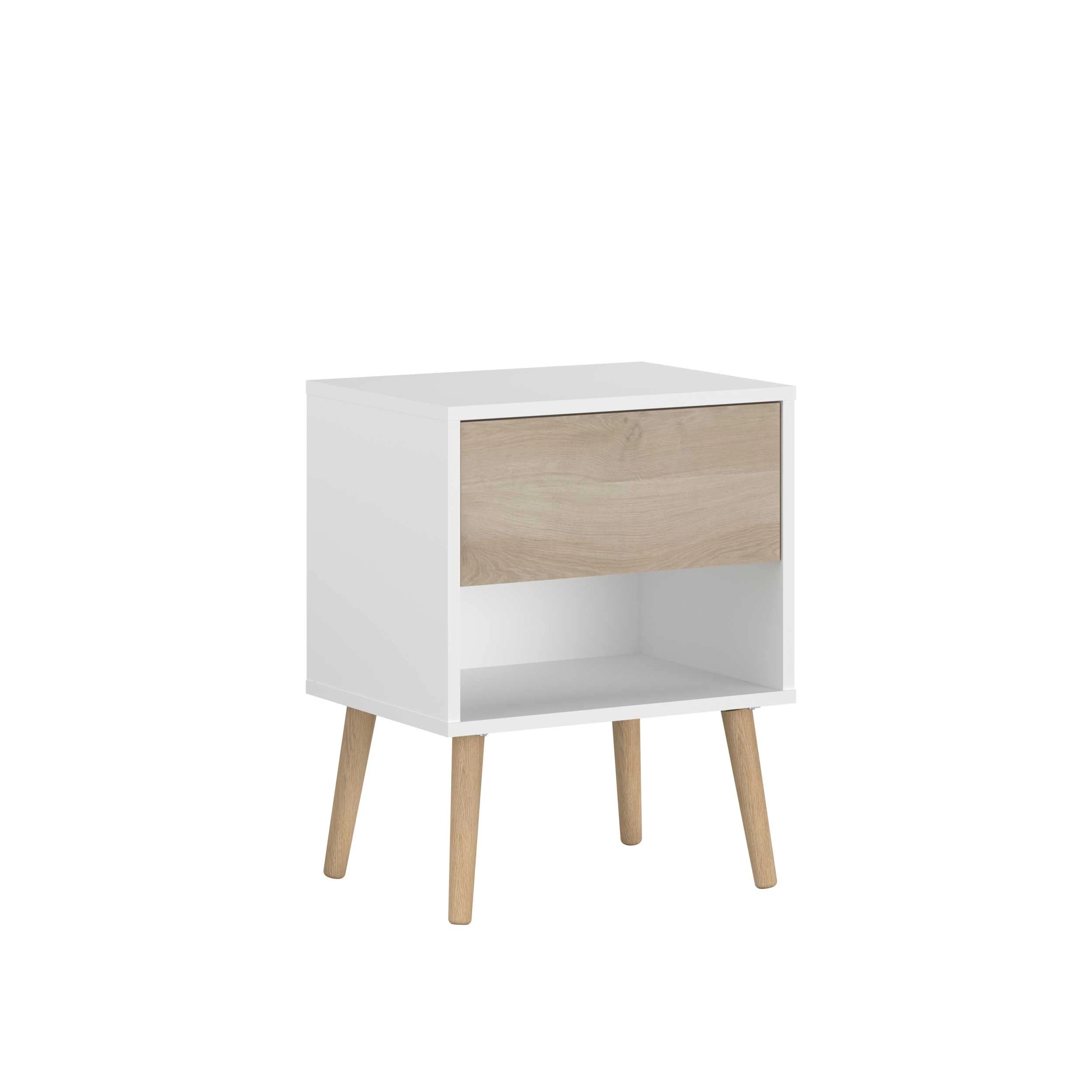 Nachtkastje Hardy 44cm 1 Lade - Wit/eik 7 Nachtkastje Hardy 44cm 1 Lade - Wit/eik - Afbeelding 5