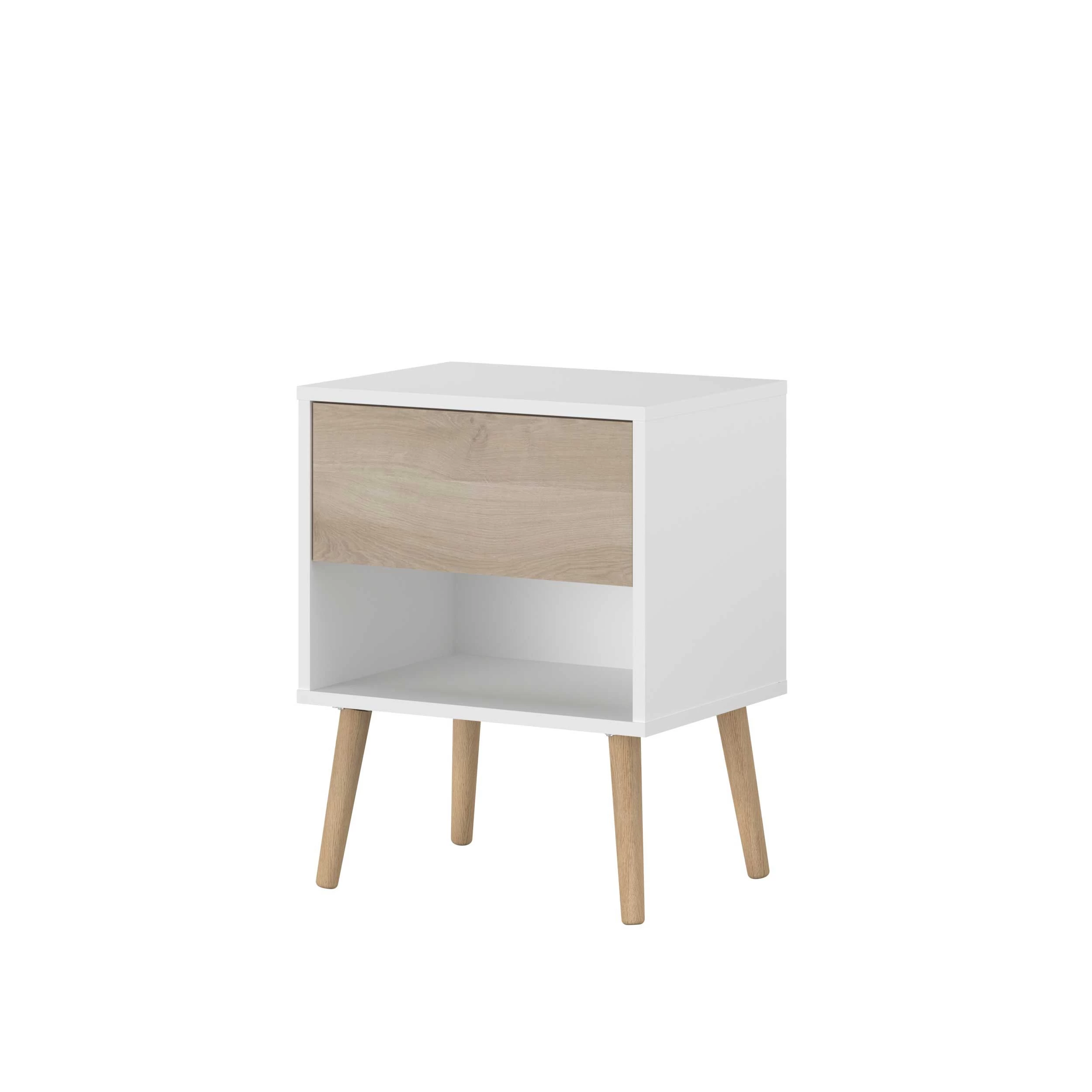 Nachtkastje Hardy 44cm 1 Lade - Wit/eik 10 Nachtkastje Hardy 44cm 1 Lade - Wit/eik - Afbeelding 8