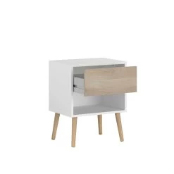 Nachtkastje Hardy 44cm 1 Lade - Wit/eik 25 Nachtkastje Hardy 44cm 1 Lade - Wit/eik -Collectie Slaapkamermeubels 3500 CH1T OUV C c0da