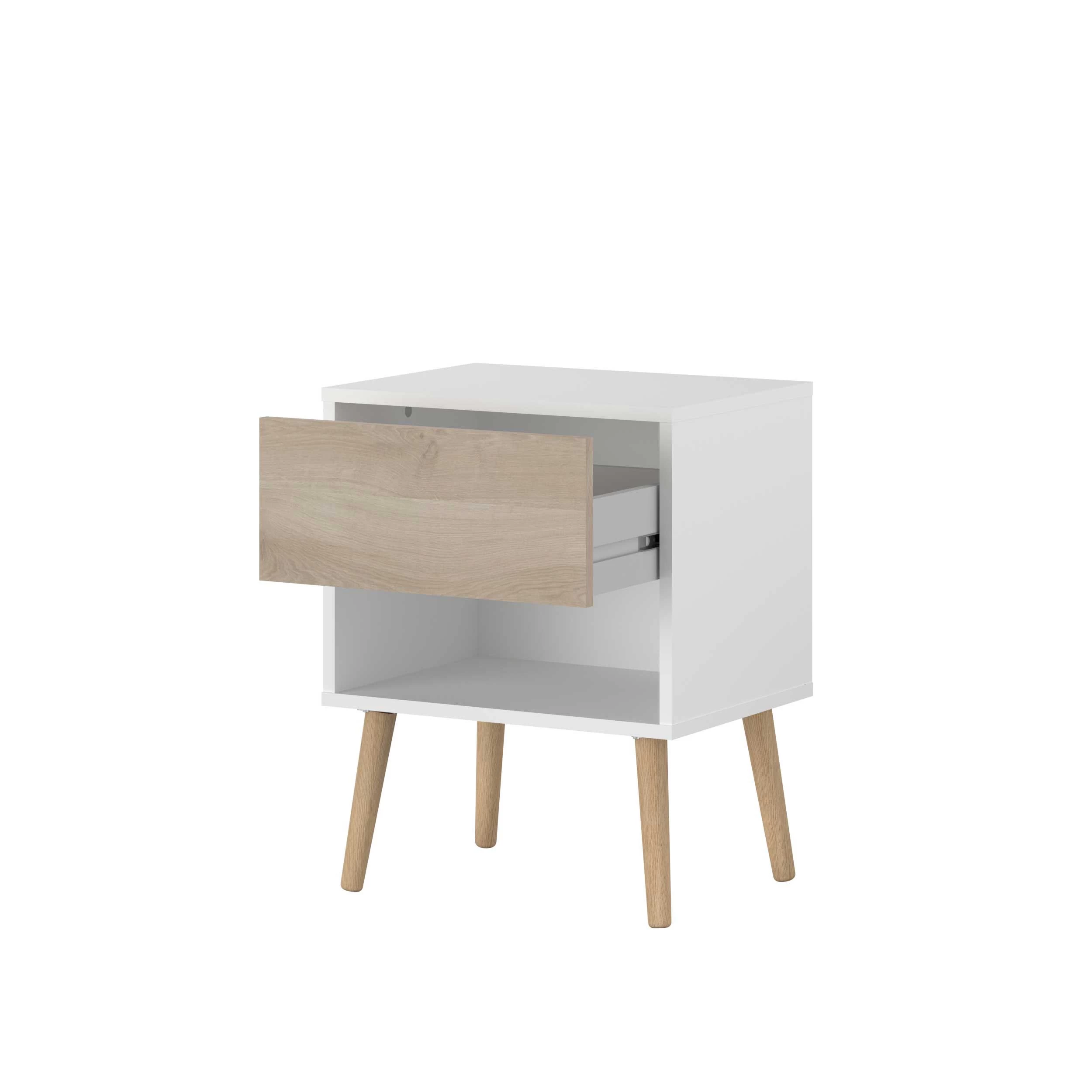 Nachtkastje Hardy 44cm 1 Lade - Wit/eik 11 Nachtkastje Hardy 44cm 1 Lade - Wit/eik - Afbeelding 9