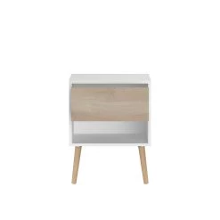 Nachtkastje Hardy 44cm 1 Lade - Wit/eik 26 Nachtkastje Hardy 44cm 1 Lade - Wit/eik -Collectie Slaapkamermeubels 3500 CH1T OUV F f0cb