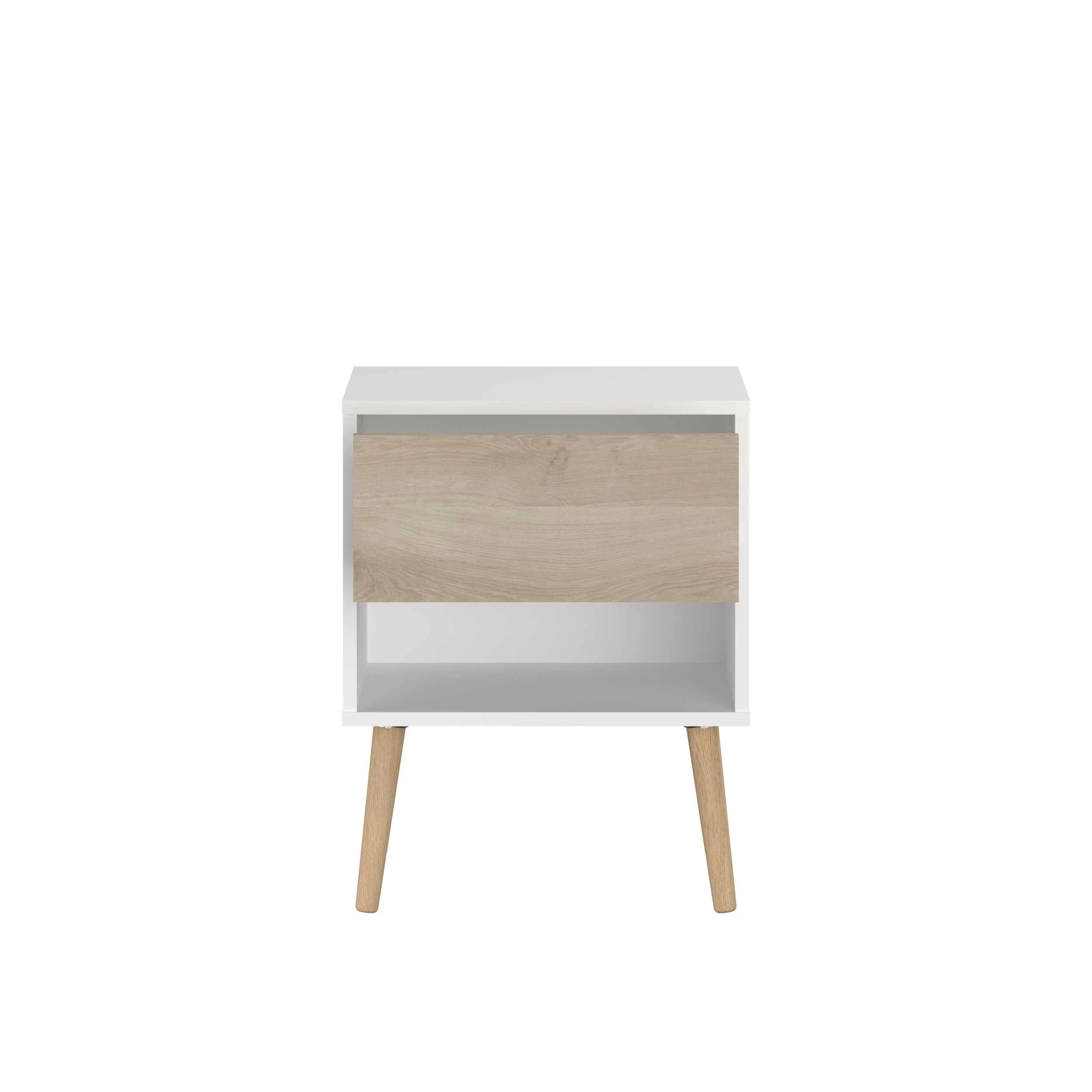 Nachtkastje Hardy 44cm 1 Lade - Wit/eik 13 Nachtkastje Hardy 44cm 1 Lade - Wit/eik - Afbeelding 11
