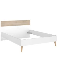 Tweepersoonsbed Hardy 140x200 - Wit/eik -Collectie Slaapkamermeubels 3500 L140 C f699